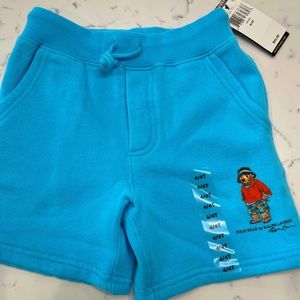 ⭐️Polo by Ralph Lauren Boy’s Polo Bear turquoise blue shorts NWT
